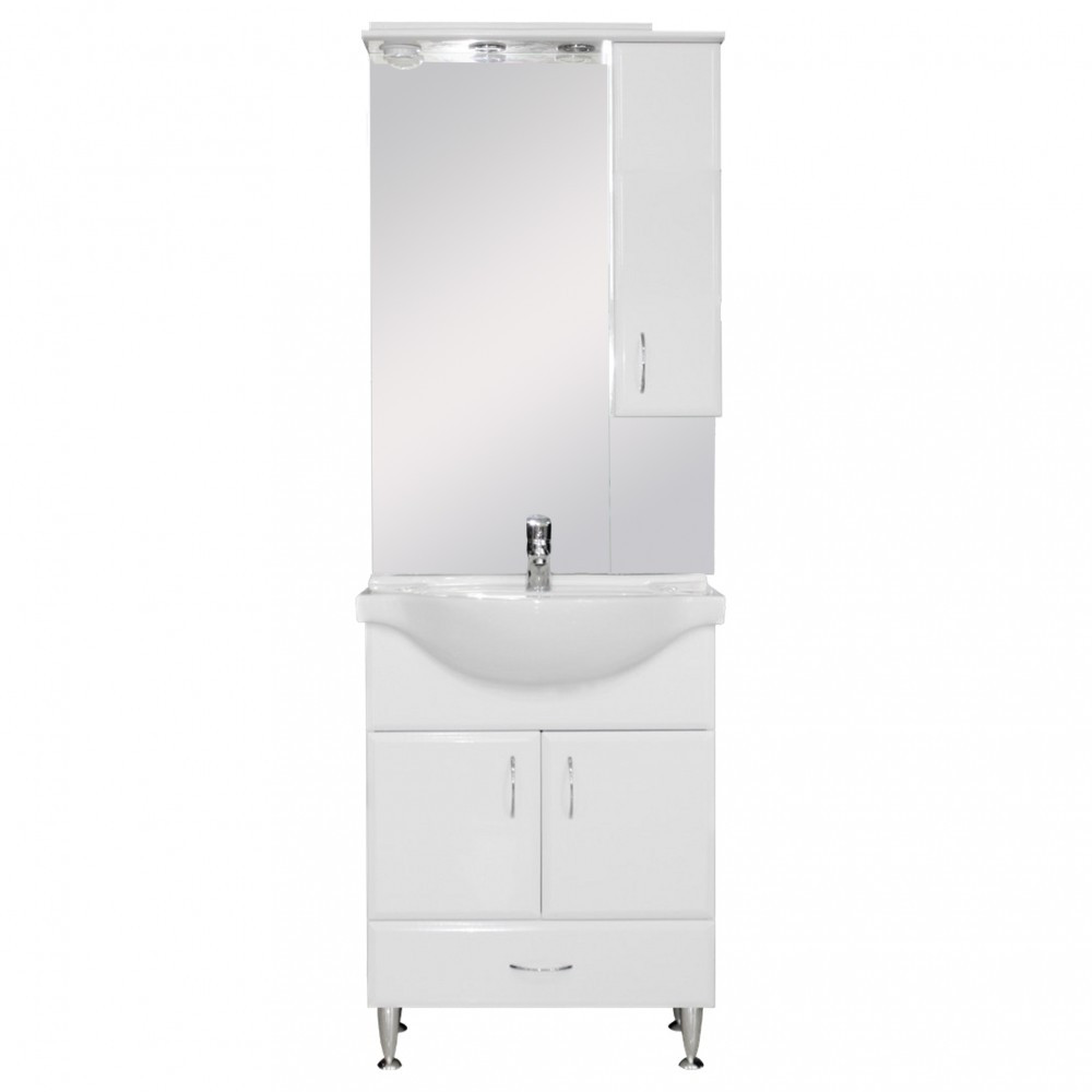 Set mobilier baie Bianca Plus 65, alb lucios, deschidere pe dreapta