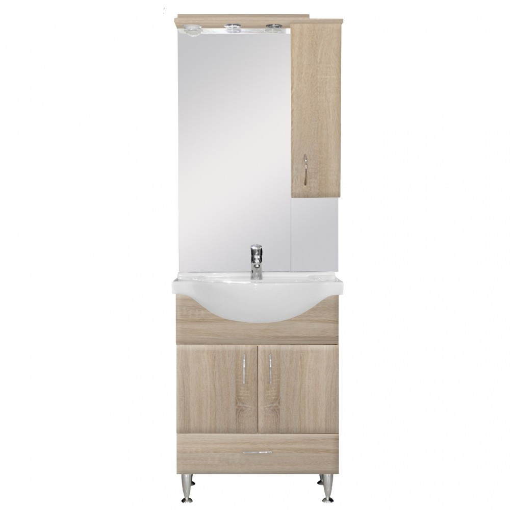 Set mobilier baie Bianca Plus 65, stejar sonoma, deschidere pe dreapta