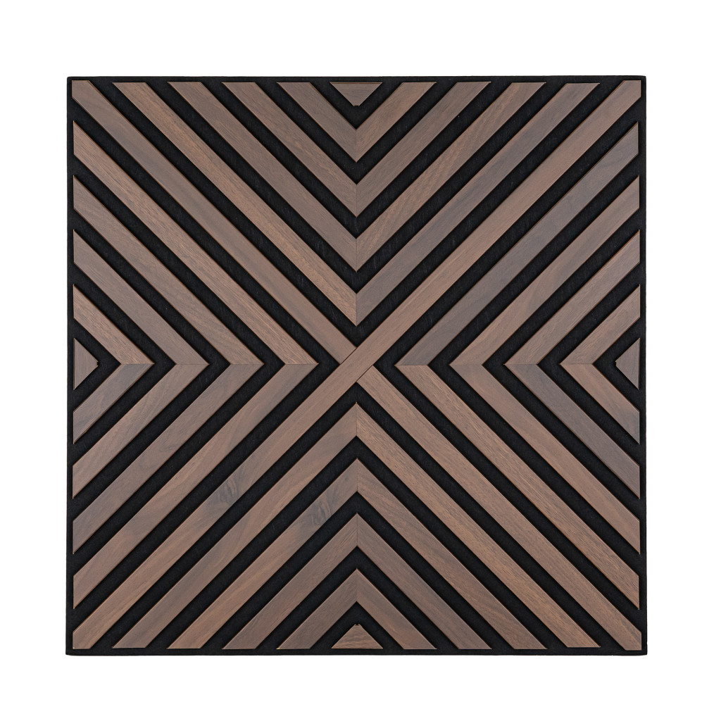 Panou acustic de perete Deco IV cu aspect de nuc, 60x60x1,8 cm