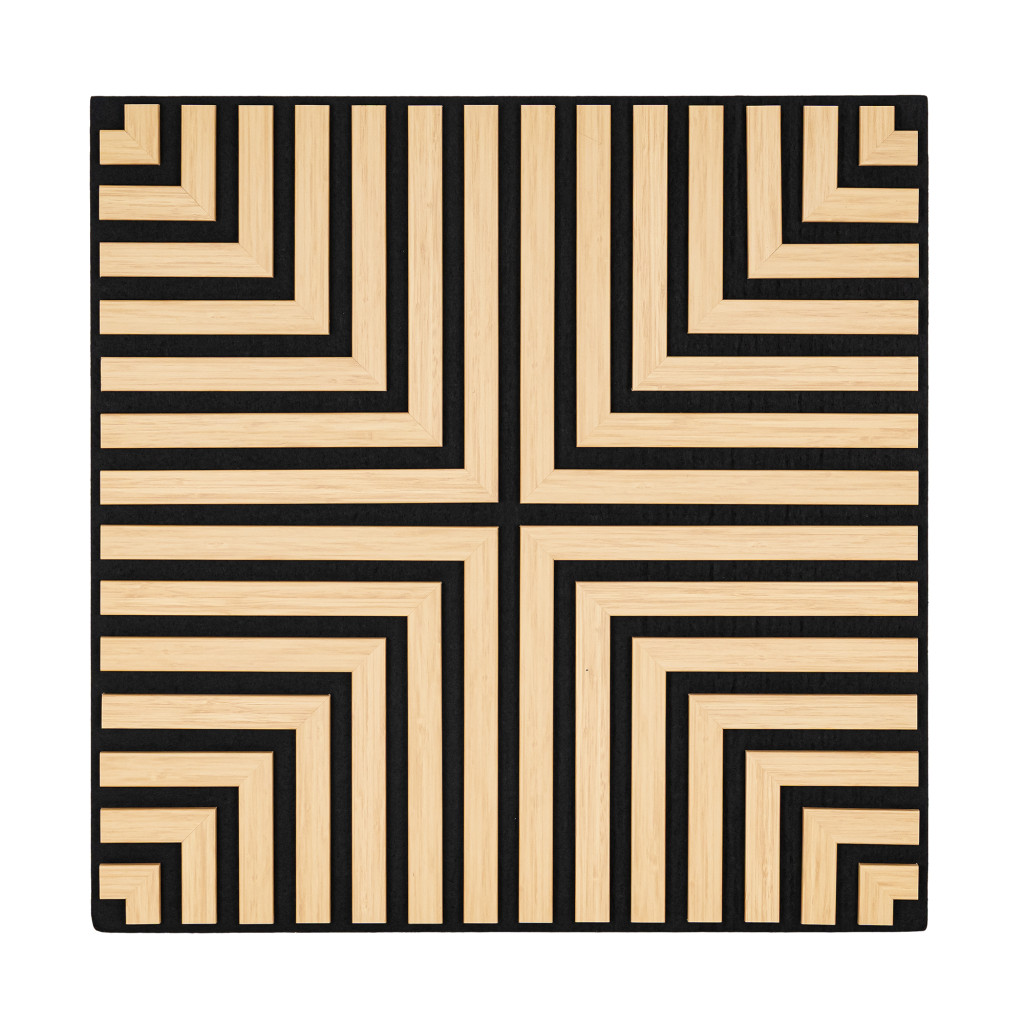 Panou acustic de perete Deco V cu aspect de bambus, 60x60x1,8 cm