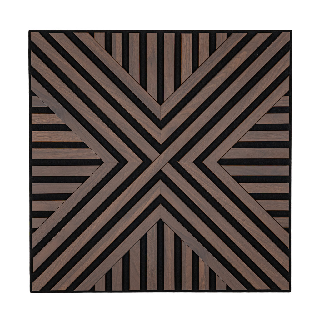 Panou acustic de perete Deco VII cu aspect de nuc, 60x60x1,8 cm