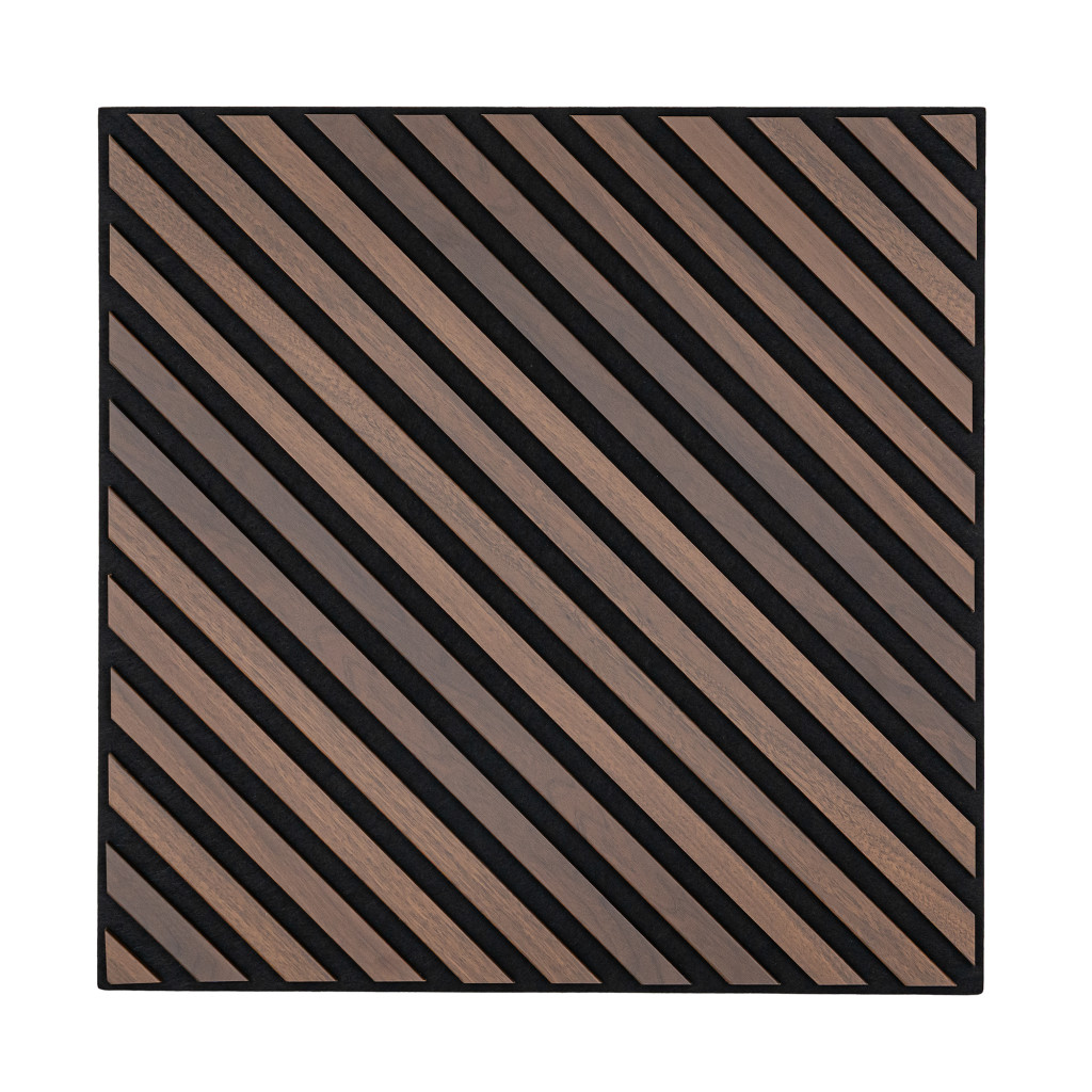 Panou acustic de perete Deco III cu aspect de nuc, 60x60x1,8 cm