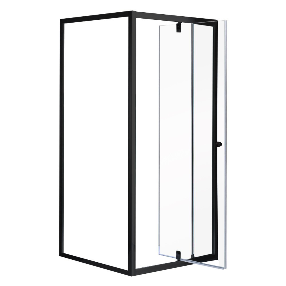 Flexi perete montat pătrat cabină de duș 80x80 cm fără tavă de duș negru