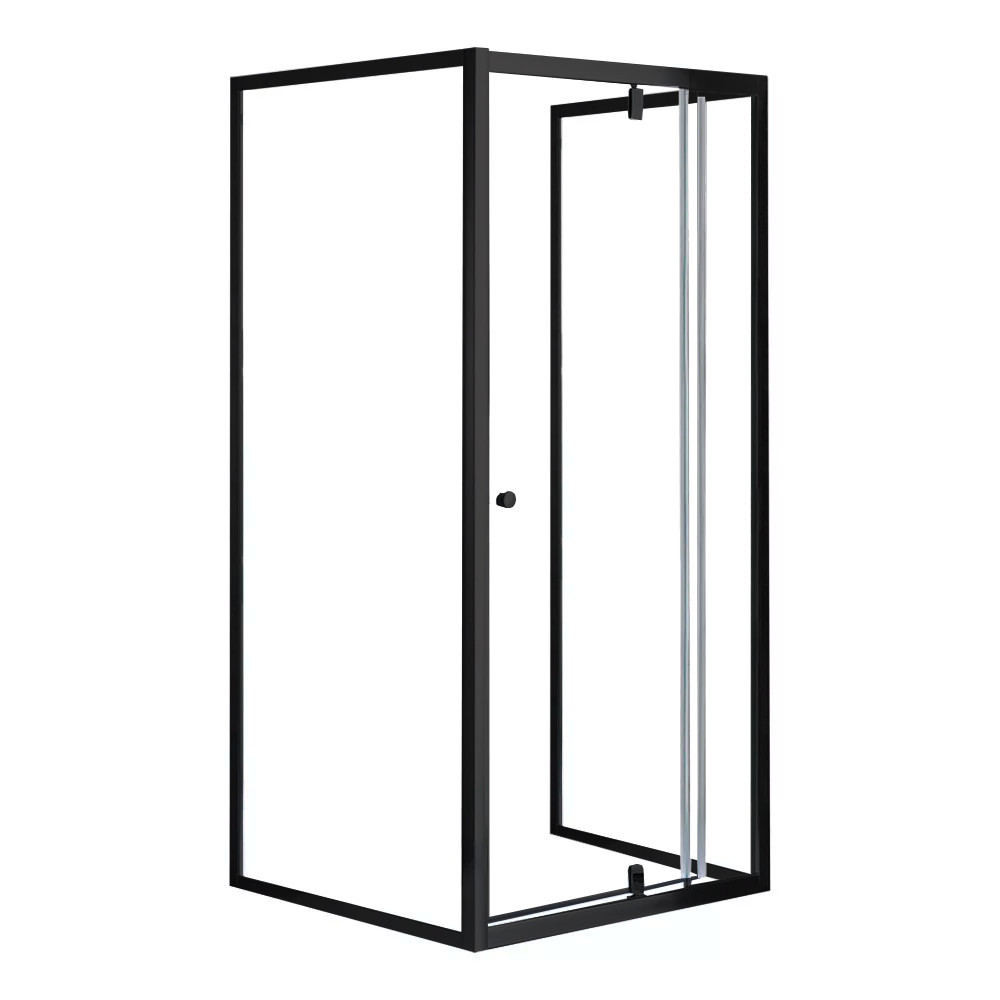 Flexi perete montat pătrat cabină de duș 90x90 cm fără tavă de duș negru