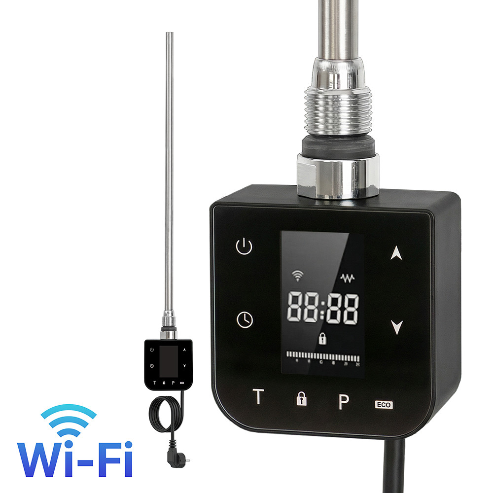 Încălzitor cu cartuș Wifi pentru suport pentru prosoape cu termostat digital 600W negru