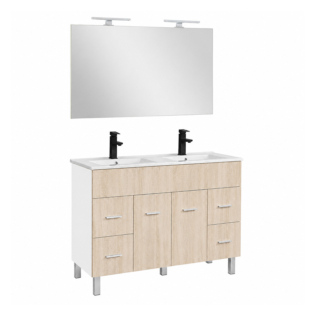 Neo Prime 120 mobilier de baie complet alb-sonoma stejar