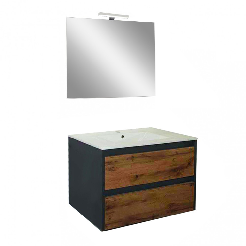 Set mobilier baie Porto Prime 80, stejarului rustic antracit