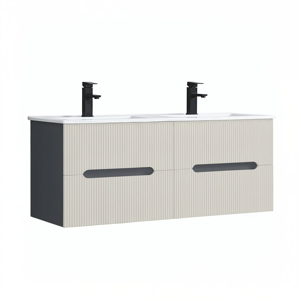 Masca chiuveta baie Trent 120 cu lavoar, 4 sertare, gri antracit-alb