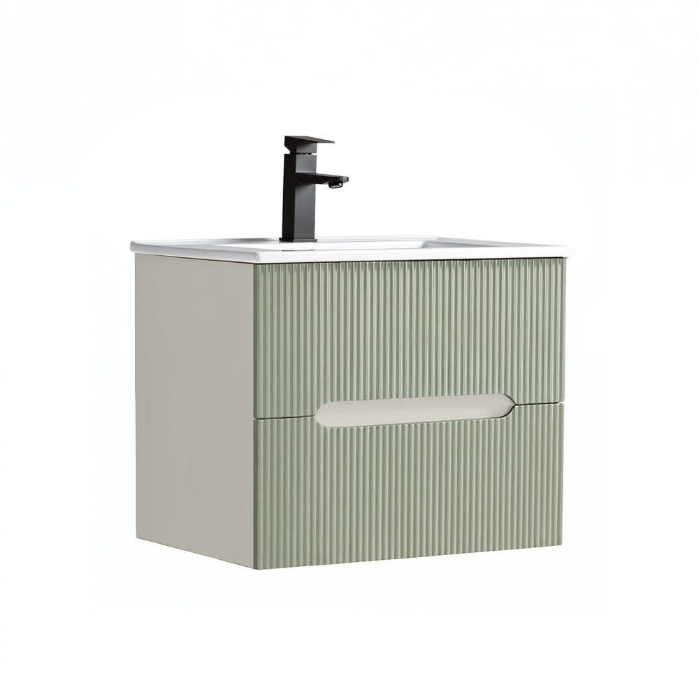 Masca chiuveta baie Trent 60 cu lavoar, 2 sertare, alb-verde