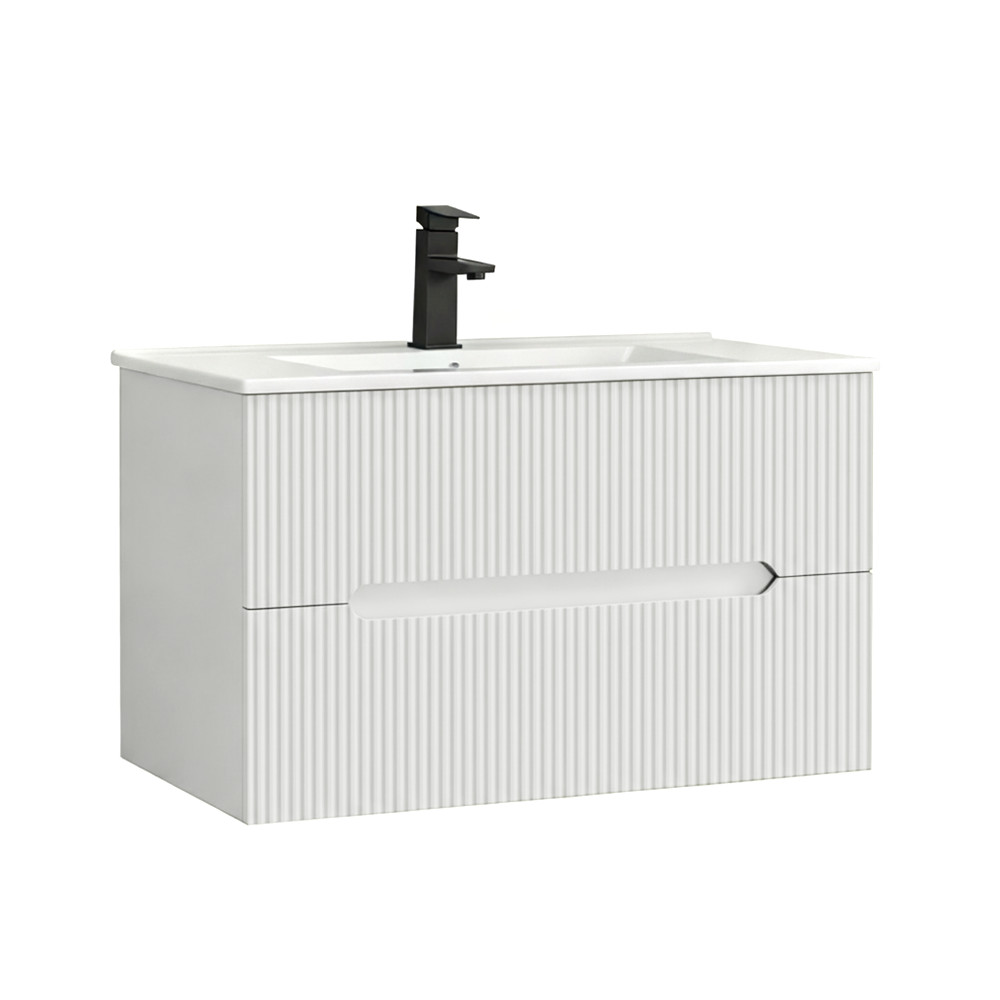 Masca chiuveta baie Trent 80 cu lavoar, 2 sertare, alb