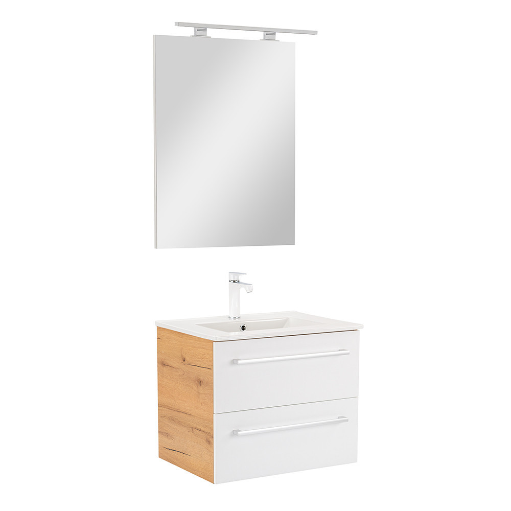 Set mobilier baie Vario Clam 60, stejar-alb