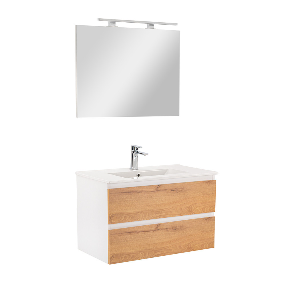 Set mobilier baie Vario Forte 80, stejar alb