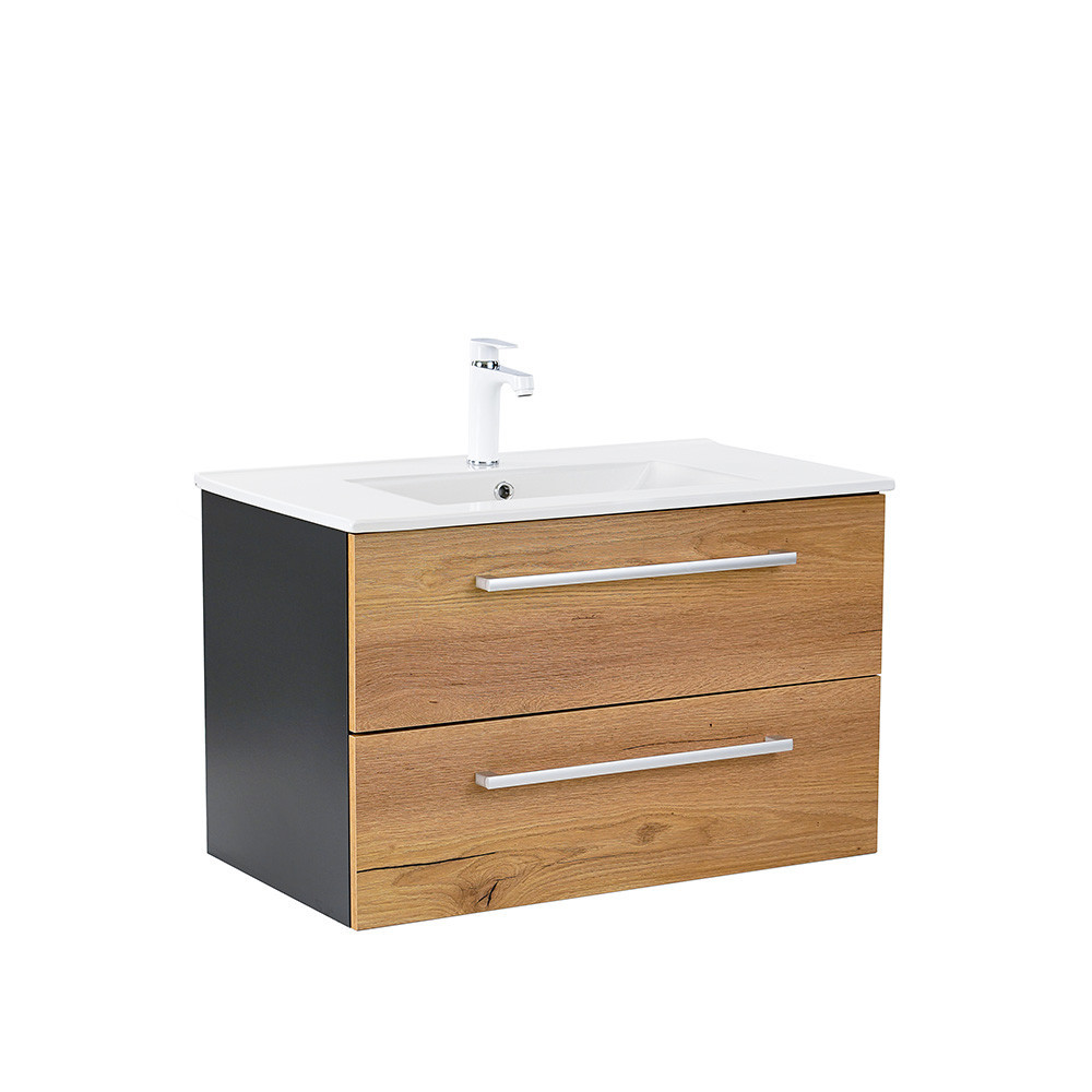 Masca chiuveta baie Vario Clam 80 cu lavoar, antracit-stejar