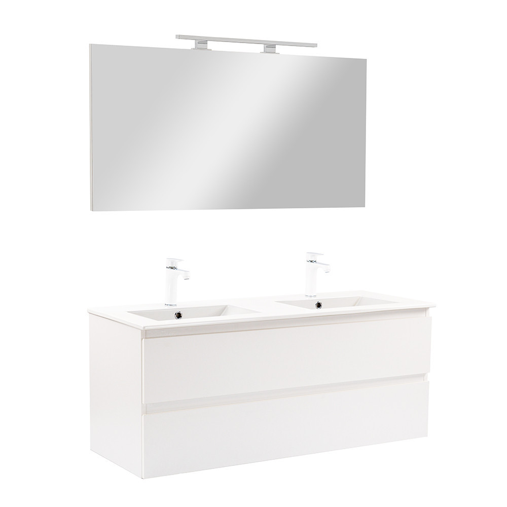 Set mobilier baie Vario Forte 120, alb-alb