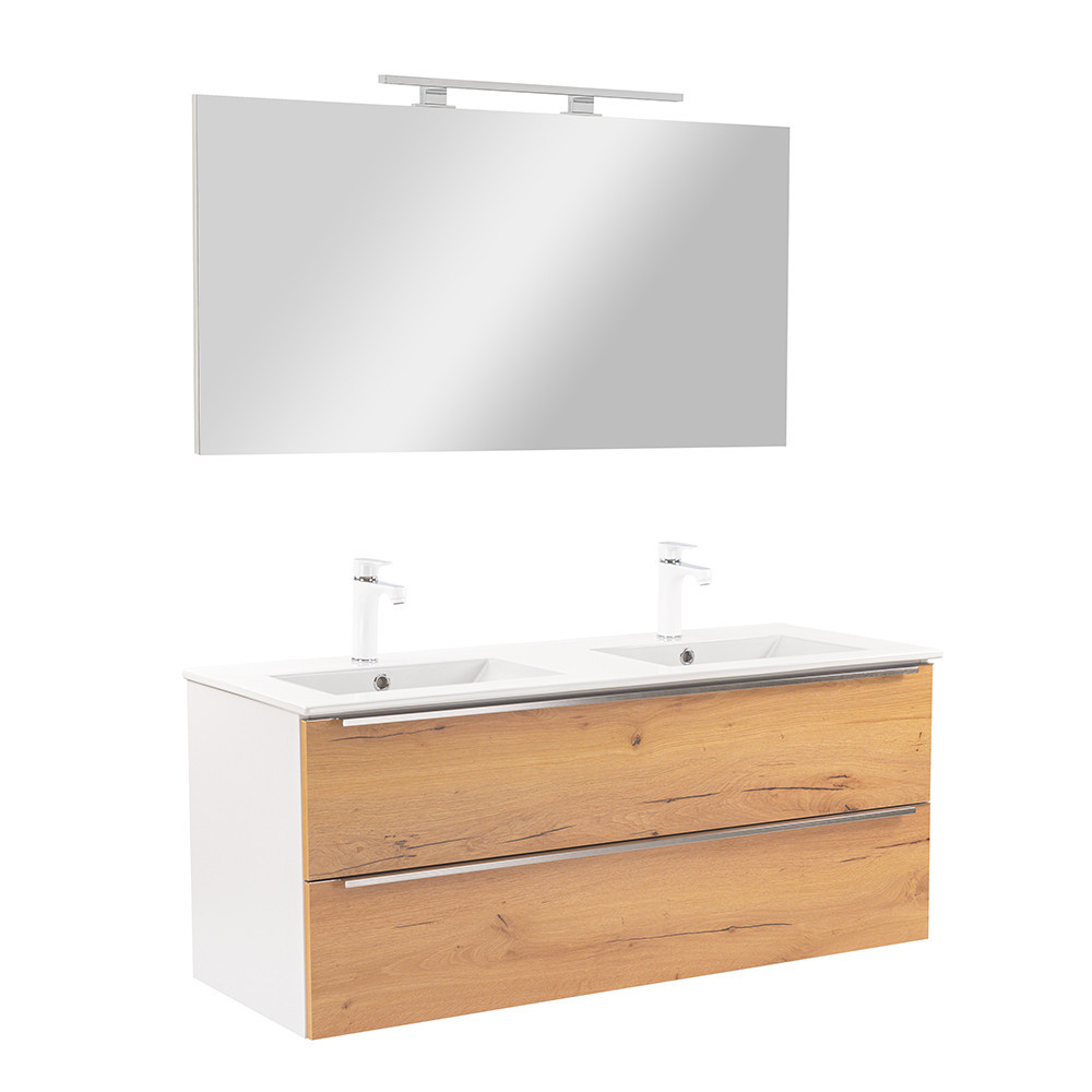 Set mobilier baie Vario Trim 120, stejar alb
